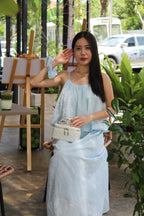 Odette Broderie Two Piece Skirt Set (Blue)