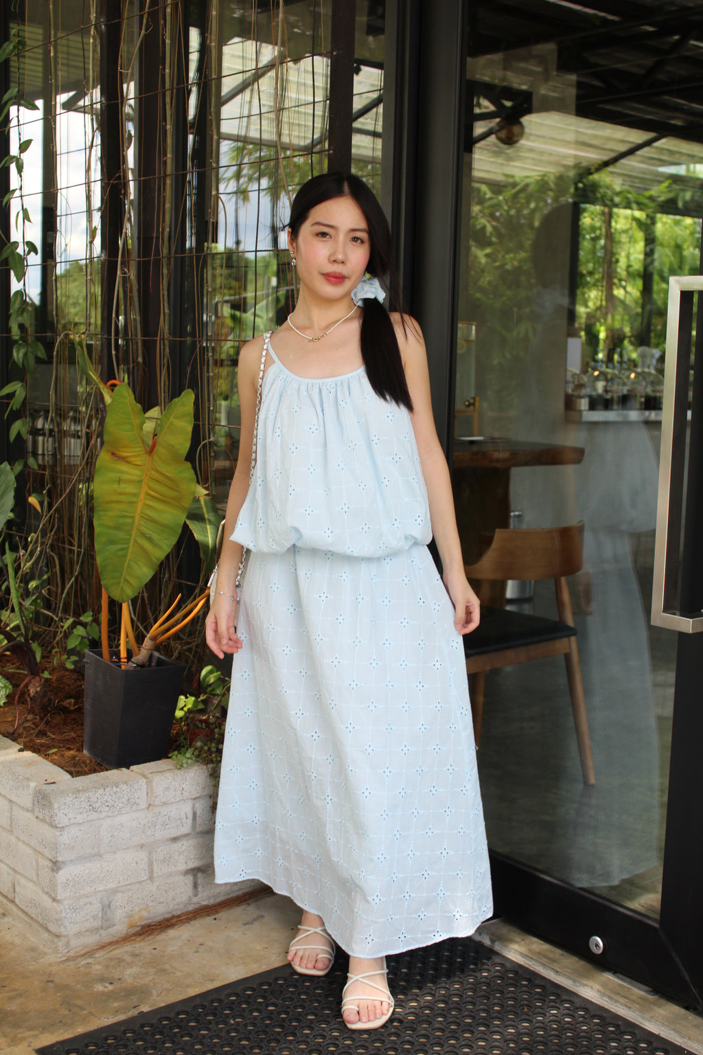 Odette Broderie Two Piece Skirt Set (Blue)
