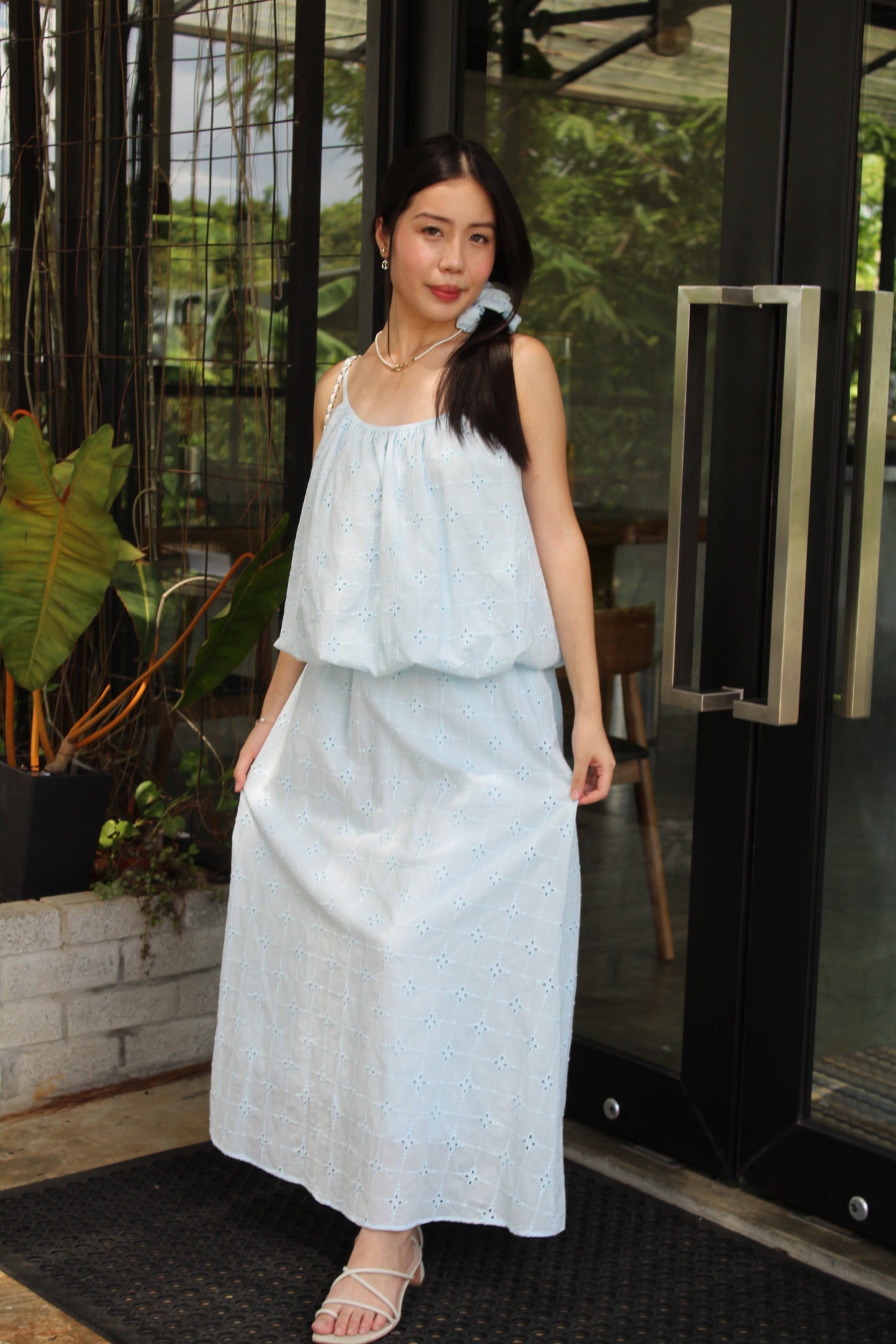 Odette Broderie Two Piece Skirt Set (Blue)