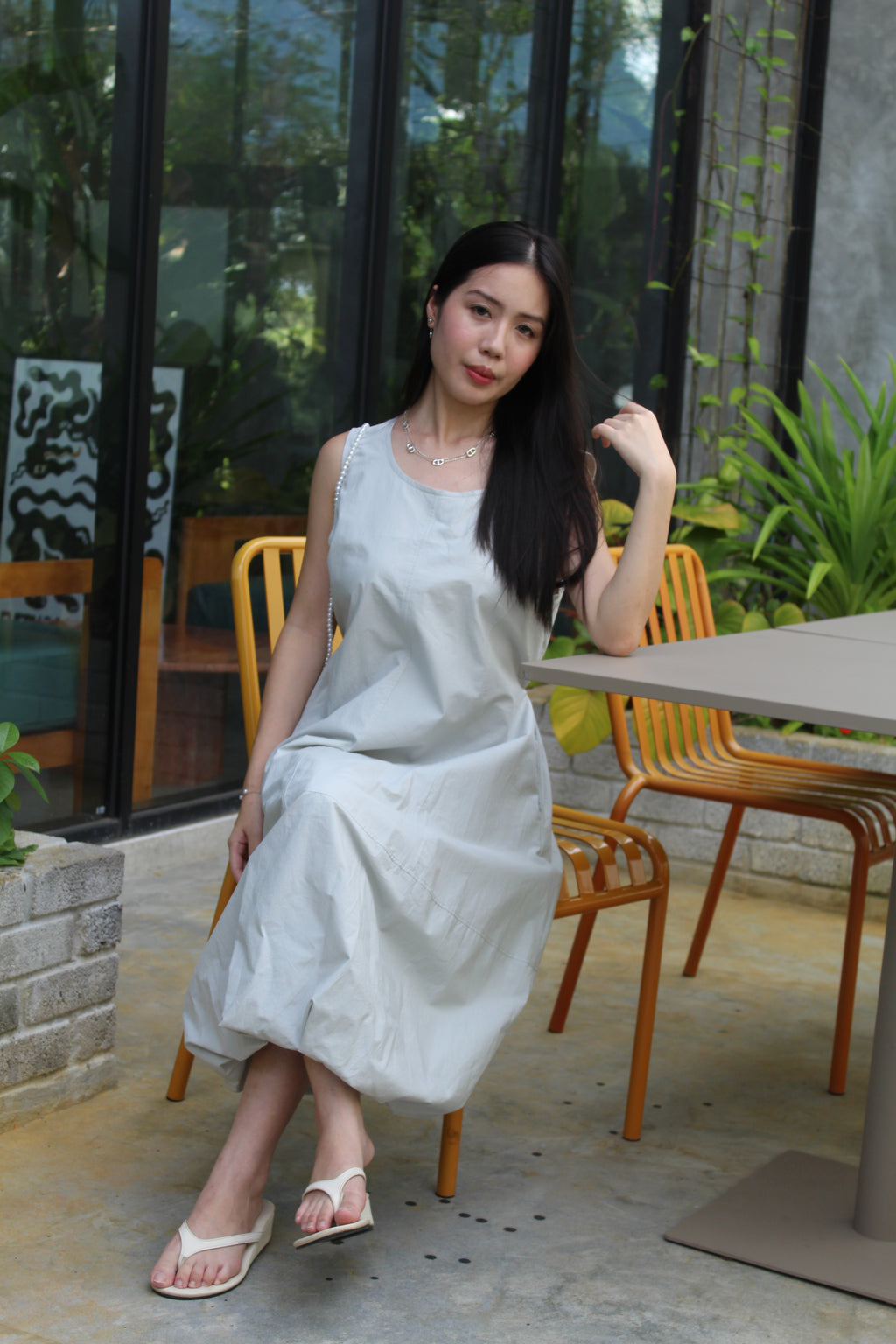 Riley Bubble Midaxi Dress (White)