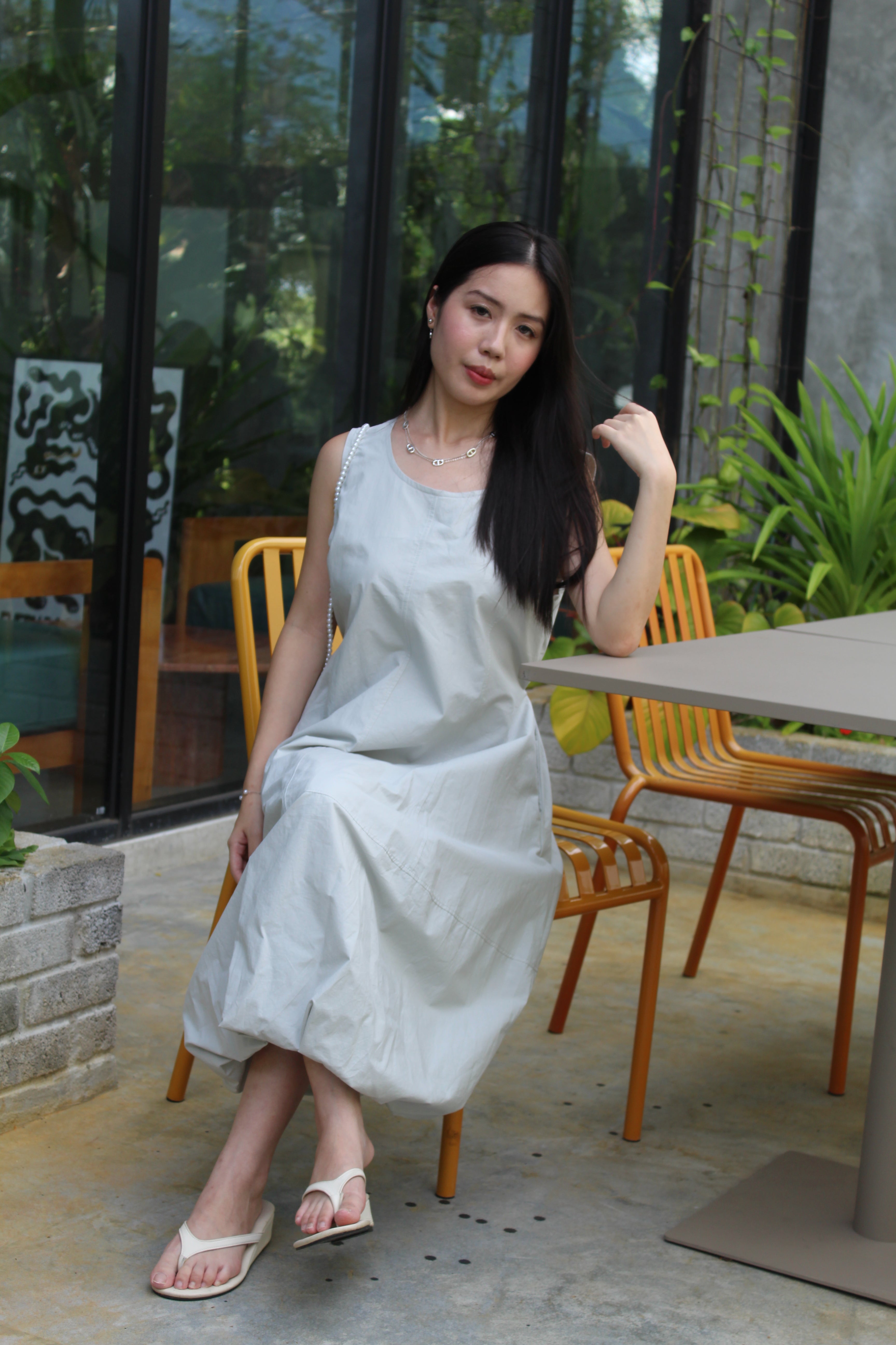 Riley Bubble Midaxi Dress (White)