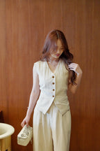 Blake Vest Two Piece Pants Set (Cream)
