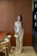 Blake Vest Two Piece Pants Set (Cream)