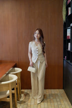 Blake Vest Two Piece Pants Set (Cream)