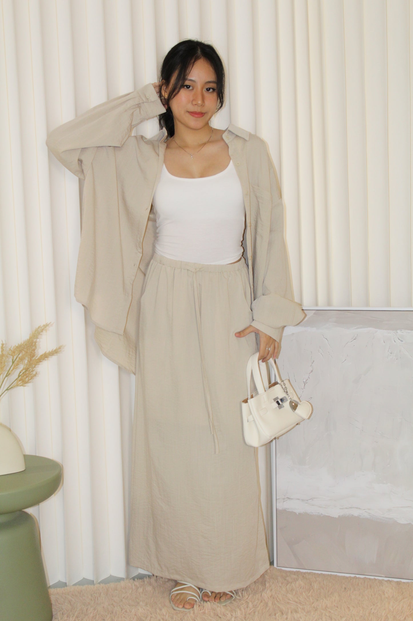 Katie Oversize Button Up Blouse Top (White)