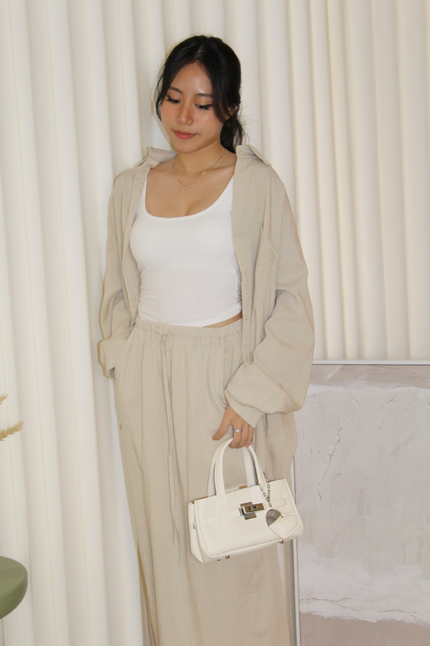 Katie Oversize Button Up Blouse Top (White)