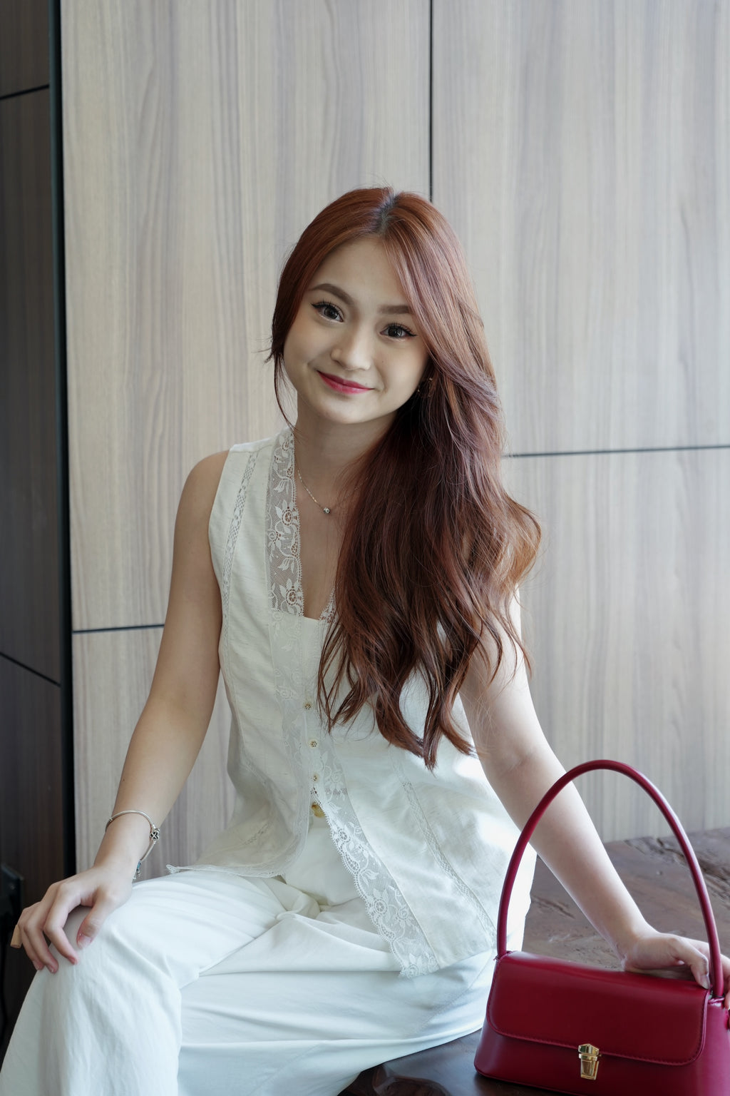 Aurora Linen Lace Vest Top (Brown)