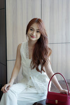 Aurora Linen Lace Vest Top (Brown)
