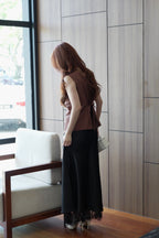 Jayda Lace Satin Maxi Skirt (Black)