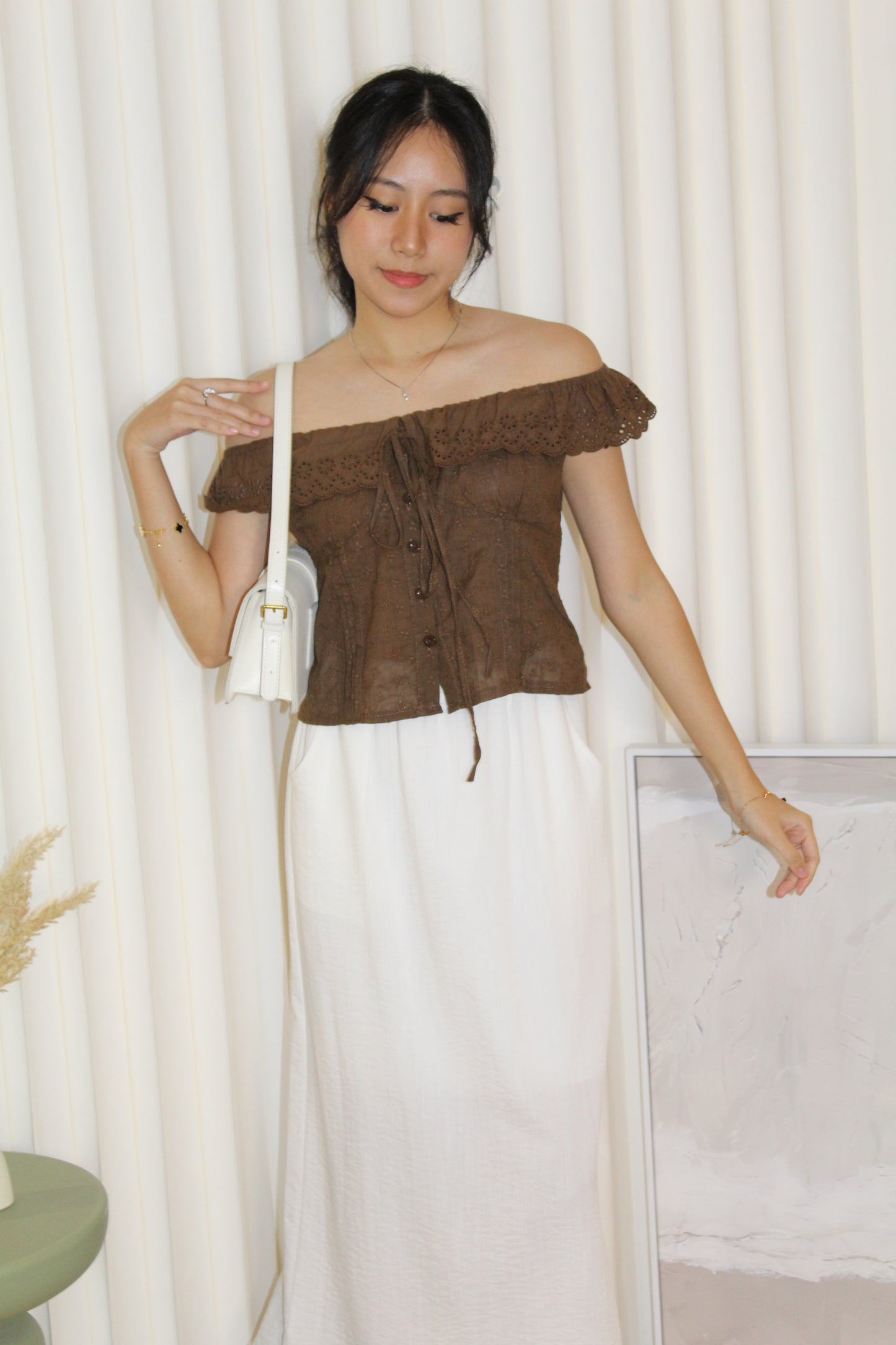 Yoona Eyelet Top (Brown)