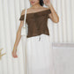 Yoona Eyelet Top (Brown)