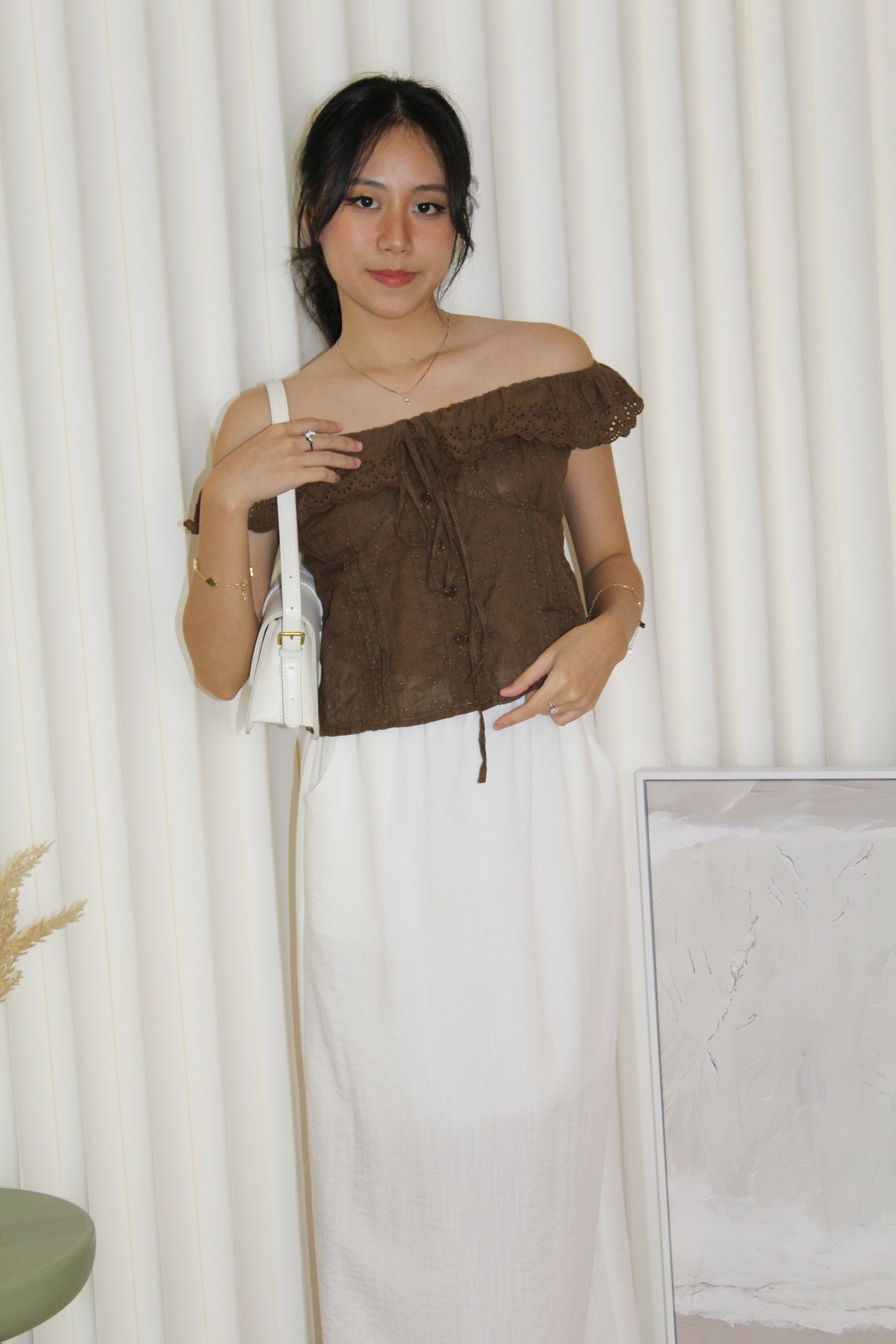 Yoona Eyelet Top (Brown)
