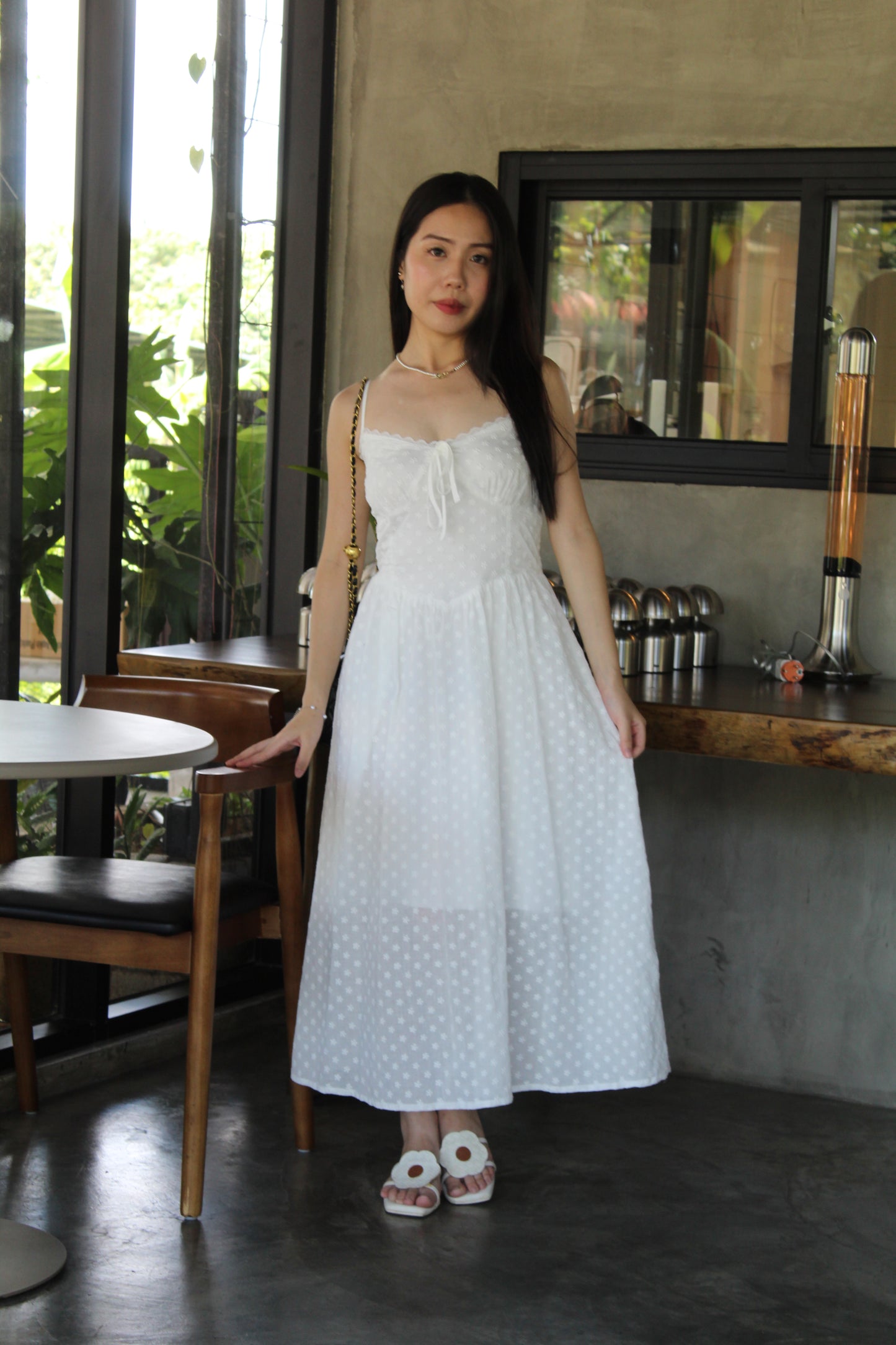 Francessa Broderie Maxi Dress (White)