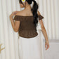 Yoona Eyelet Top (Brown)