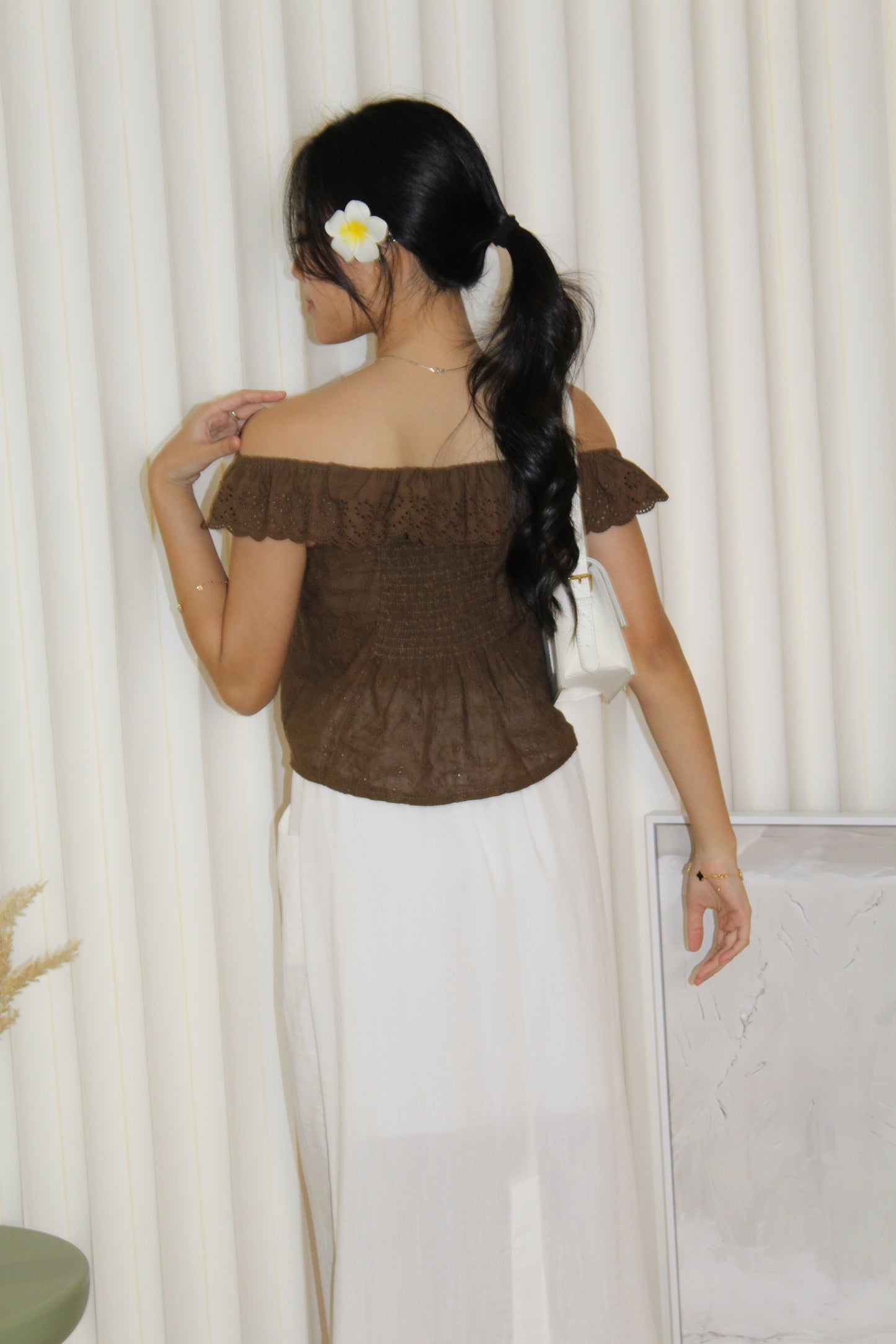 Yoona Eyelet Top (Brown)