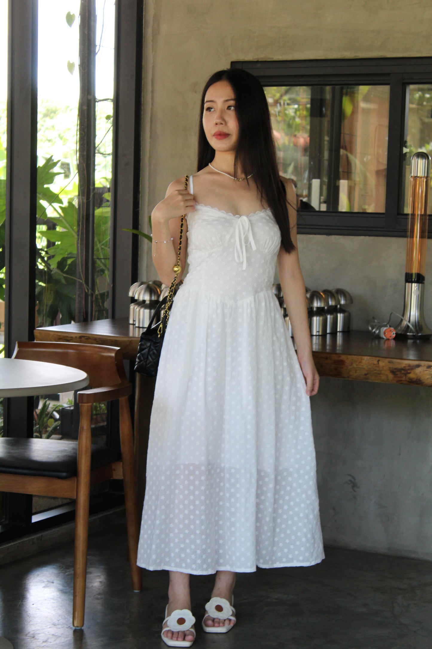 Francessa Broderie Maxi Dress (White)