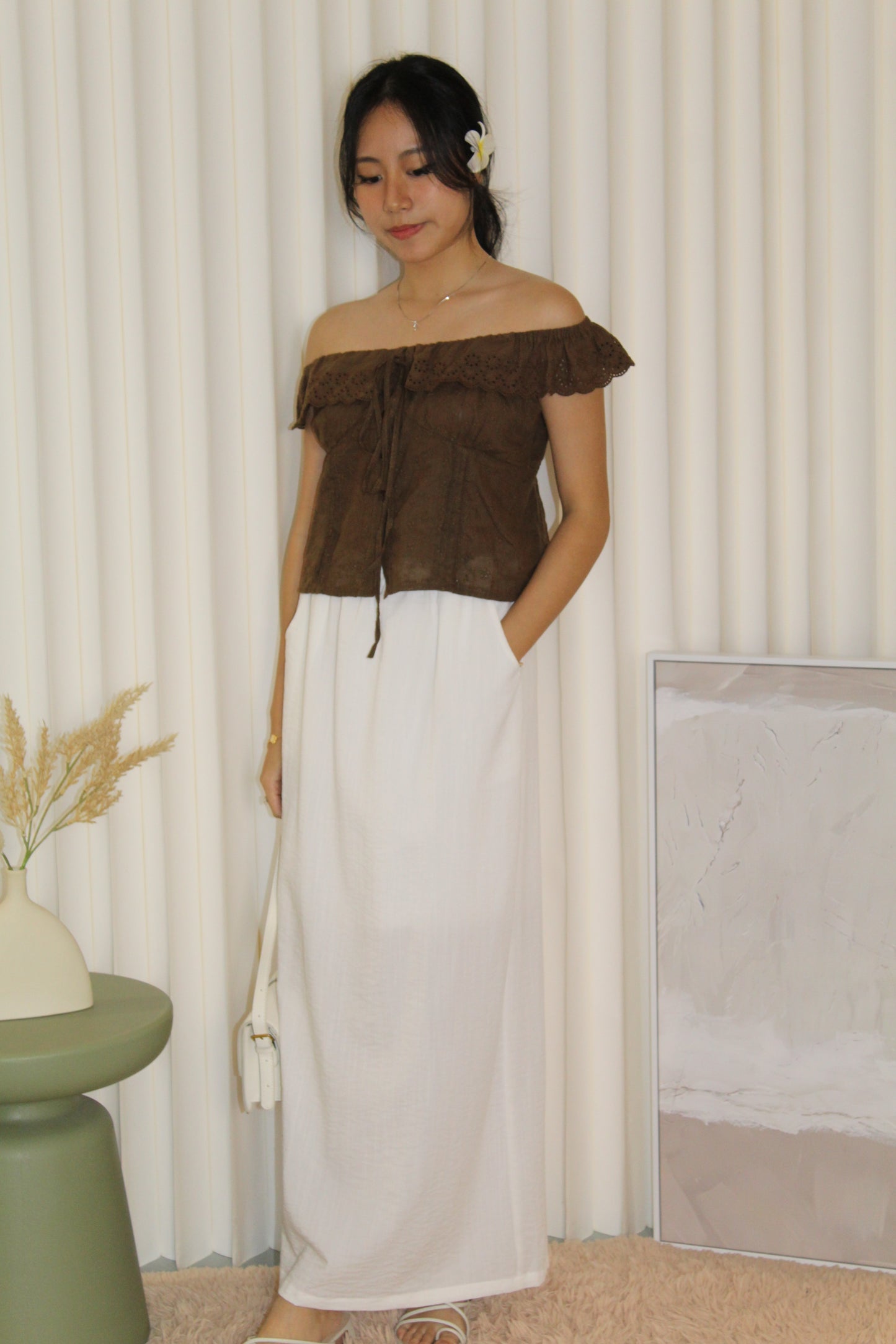 Yoona Eyelet Top (Brown)