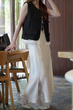 Jayda Lace Satin Maxi Skirt (Black)