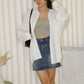 Katie Oversize Button Up Blouse Top (White)