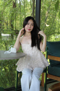 Nova Floral Cami Flare Top (Cream)