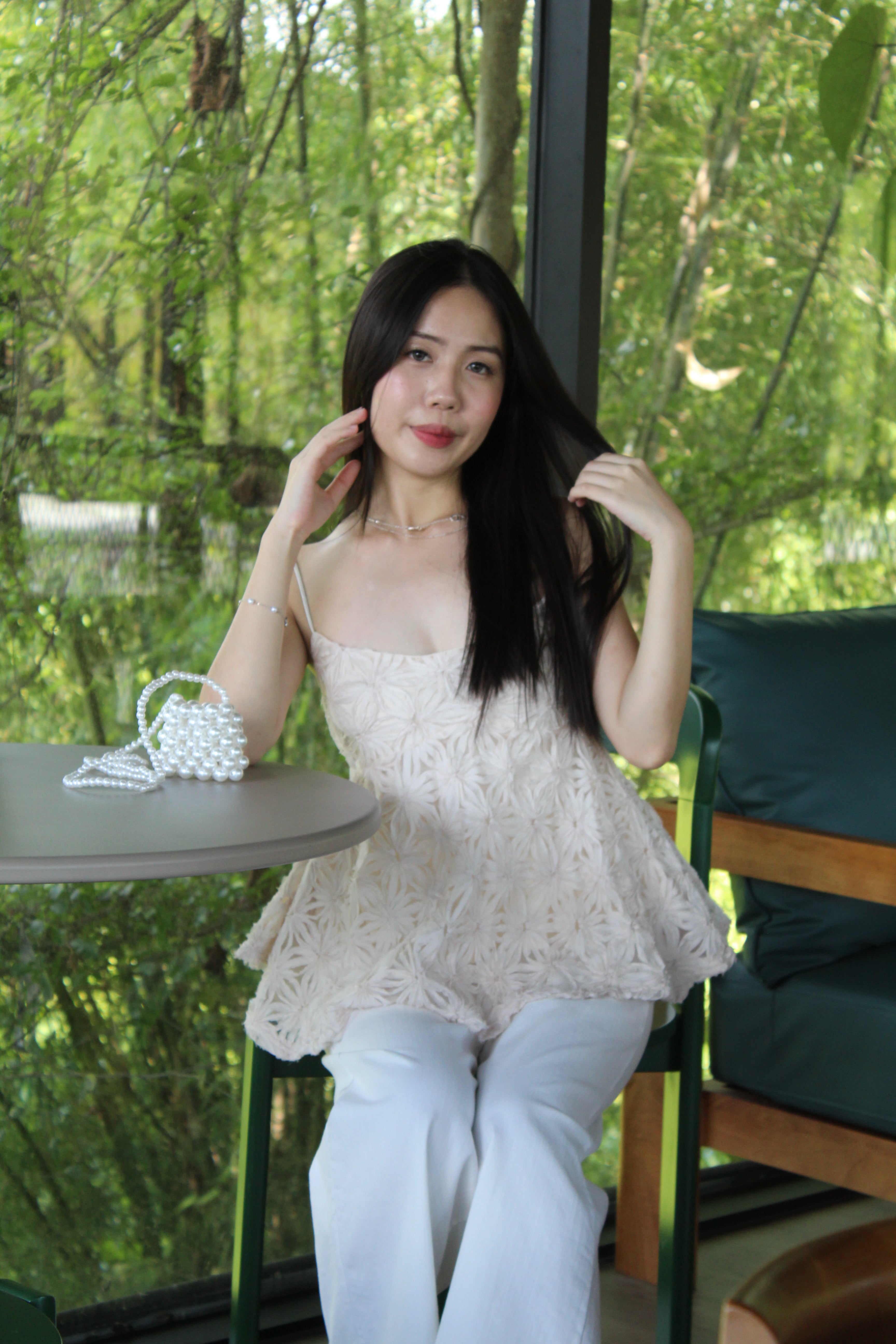 Nova Floral Cami Flare Top (Cream)