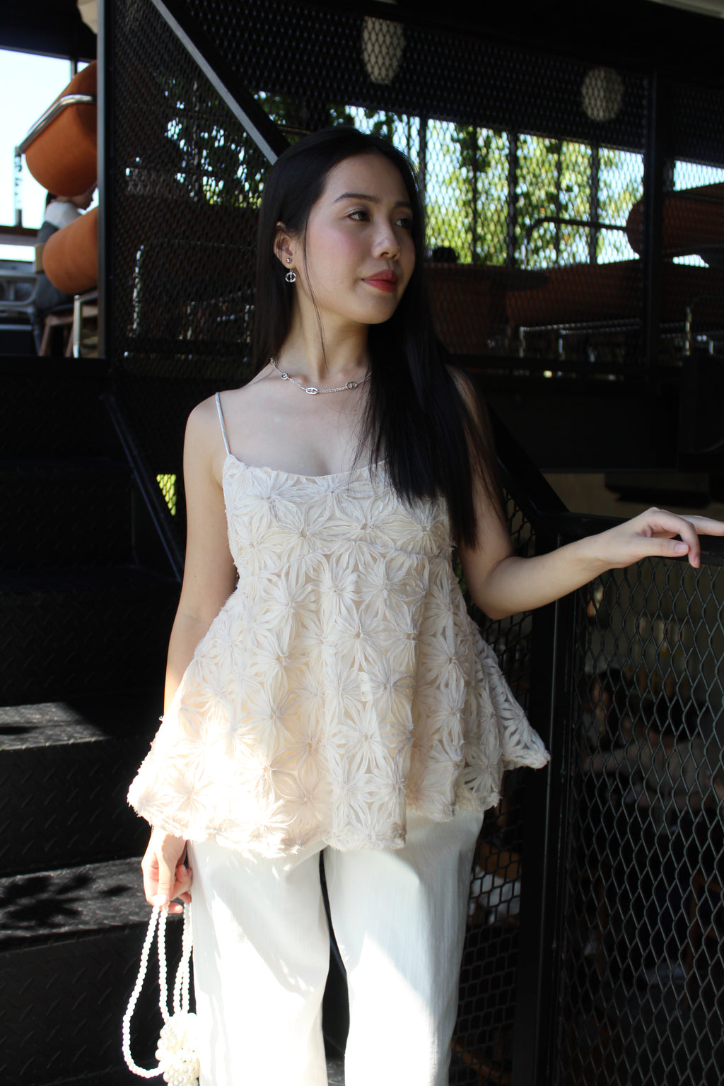 Nova Floral Cami Flare Top (Cream)