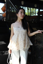 Nova Floral Cami Flare Top (Cream)