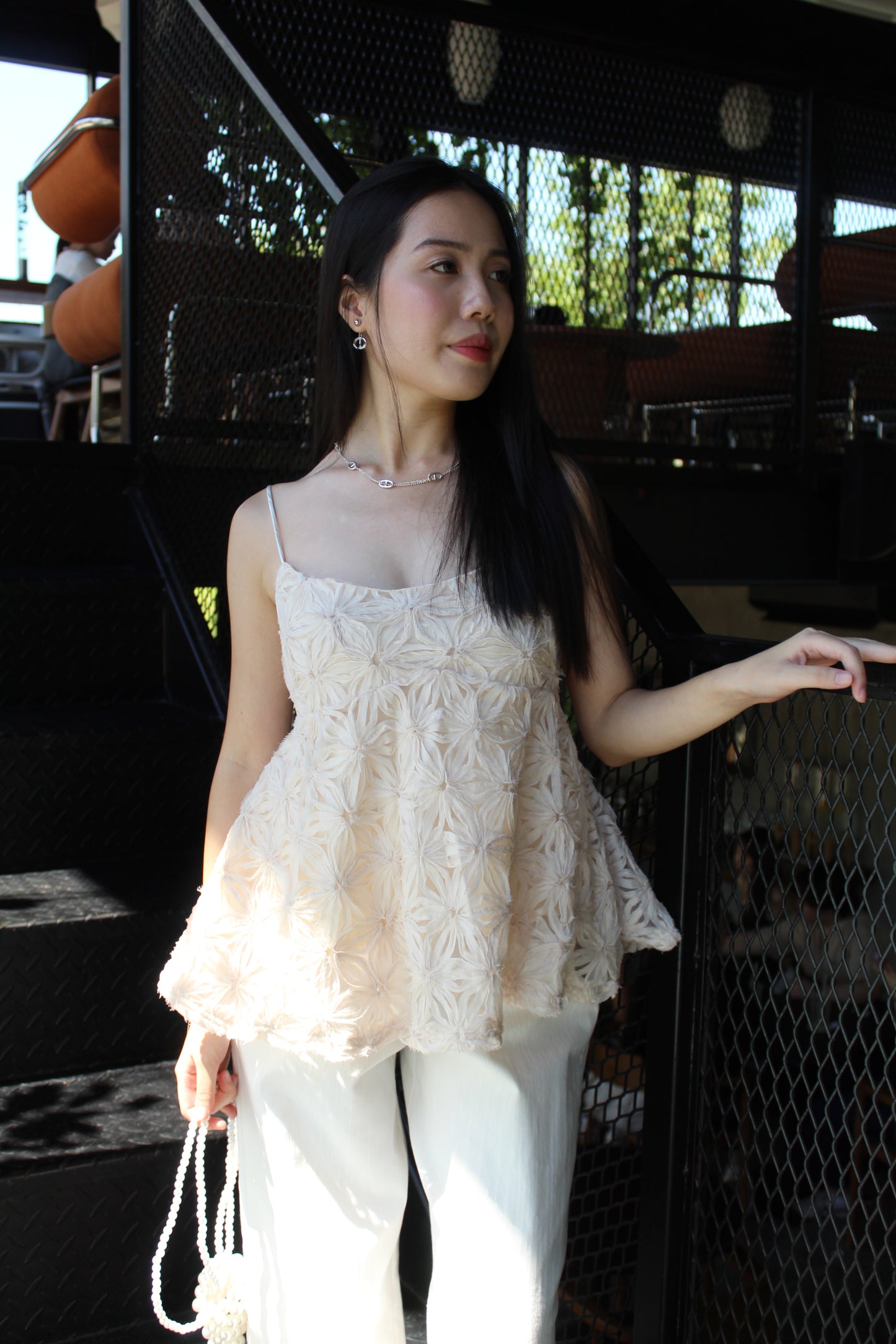 Nova Floral Cami Flare Top (Cream)