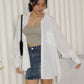 Katie Oversize Button Up Blouse Top (White)