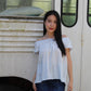 Kaliyah Broderie Ruffle Top (Blue）