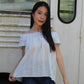 Kaliyah Broderie Ruffle Top (Blue）