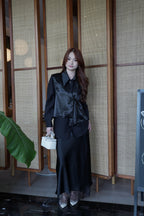 Jayda Lace Satin Maxi Skirt (Black)