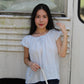 Kaliyah Broderie Ruffle Top (Blue）
