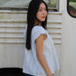 Kaliyah Broderie Ruffle Top (Blue）