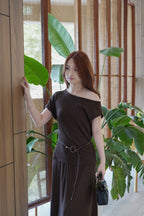 Selena Two Piece Skirt Set (Brown)