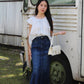 Kaliyah Broderie Ruffle Top (Blue）