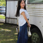 Liberty Denim Fish Tail Maxi Skirt (Blue)