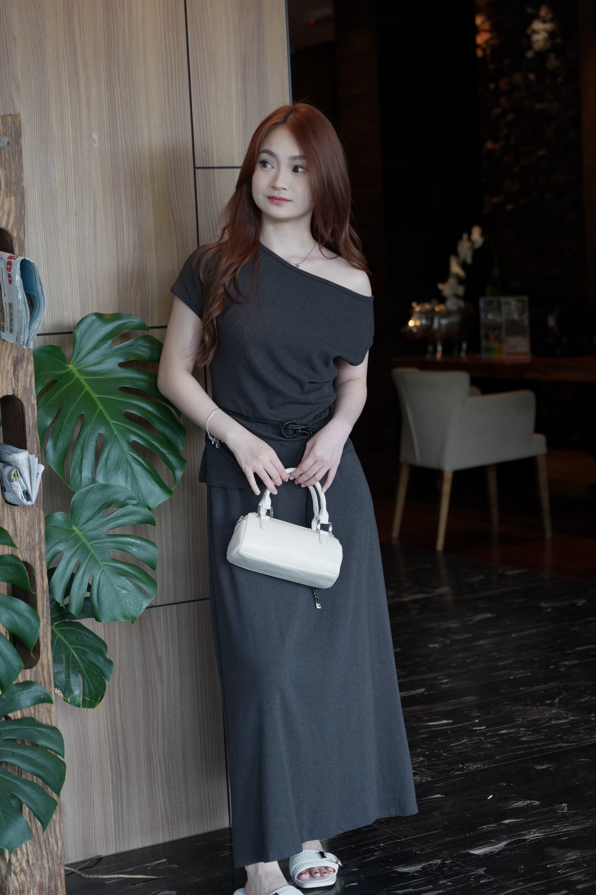 Selena Two Piece Skirt Set (Brown)