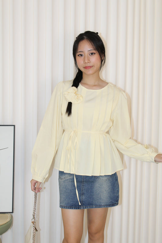 Lennon Flare Long Sleeve Top (Yellow)