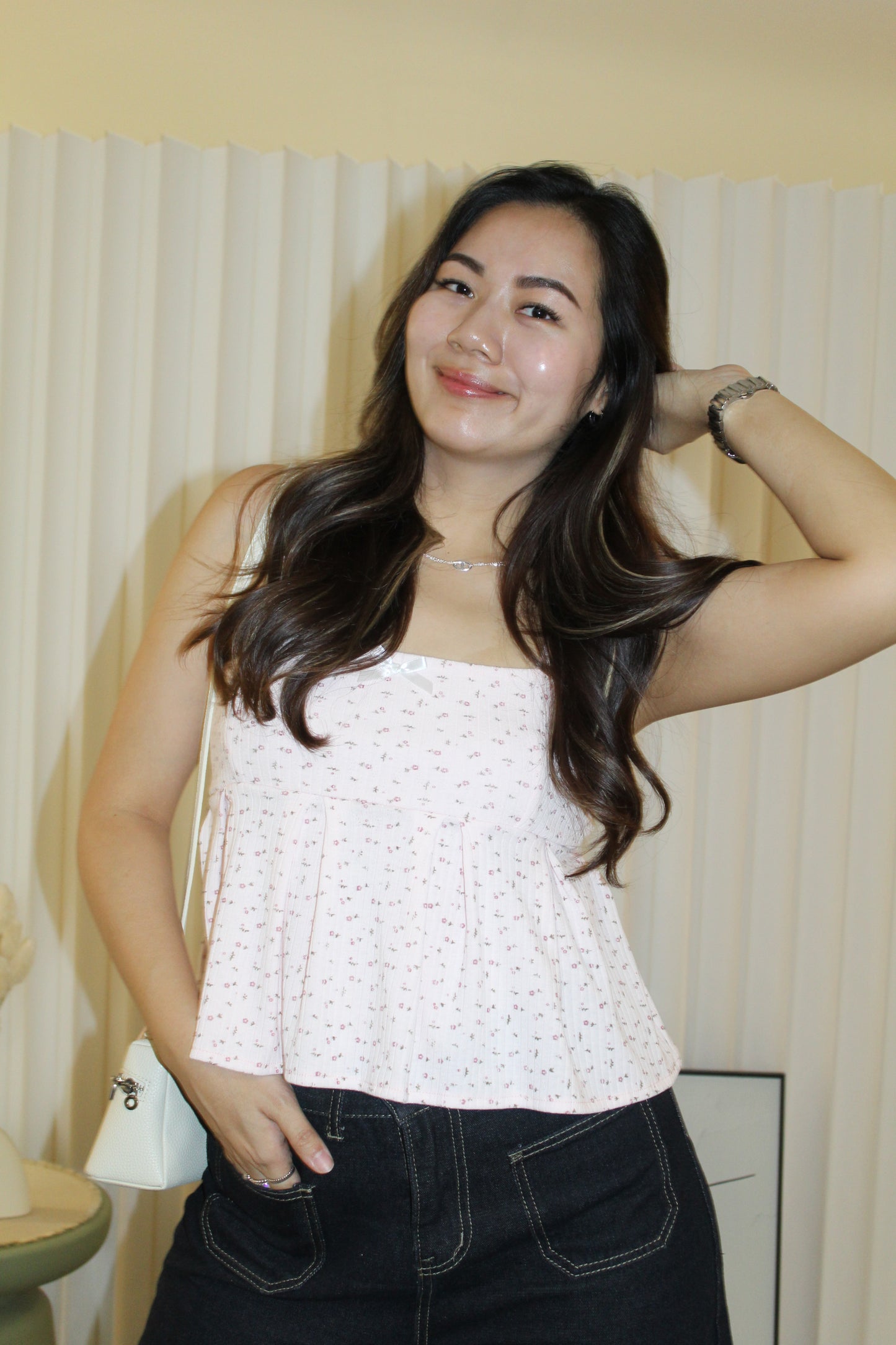 Louisa Floral Flare Top (Pink)