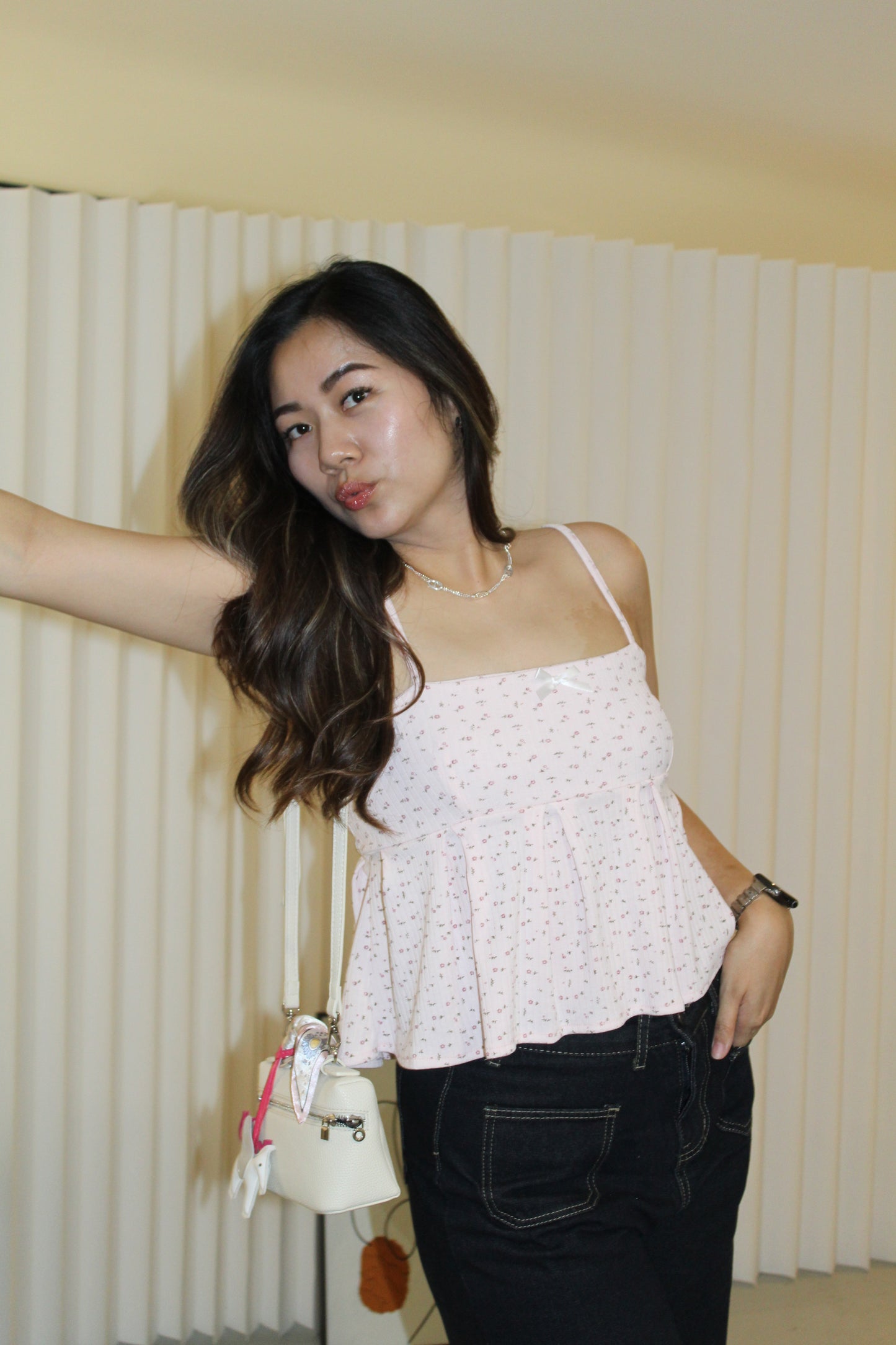 Louisa Floral Flare Top (Pink)