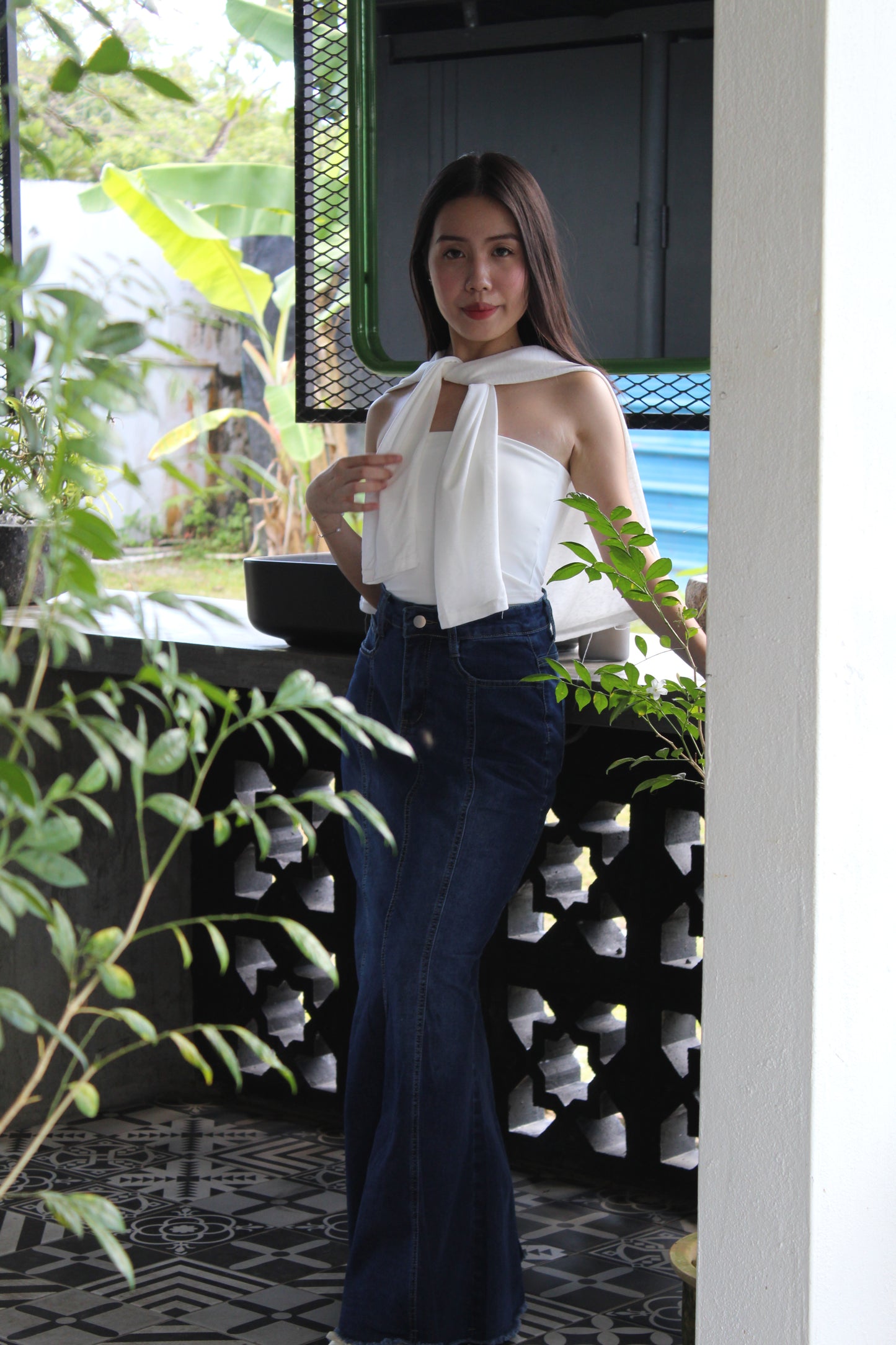 Liberty Denim Fish Tail Maxi Skirt (Blue)