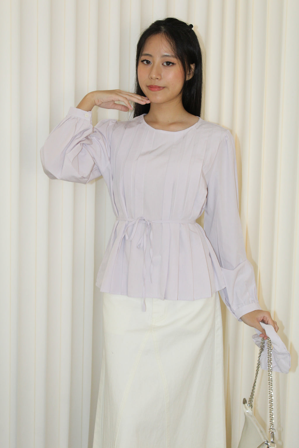 Lennon Flare Long Sleeve Top (Lilac)