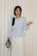 Lennon Flare Long Sleeve Top (Blue)