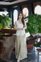 Jayda Lace Satin Maxi Skirt (Black)