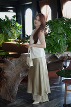 Jayda Lace Satin Maxi Skirt (Black)