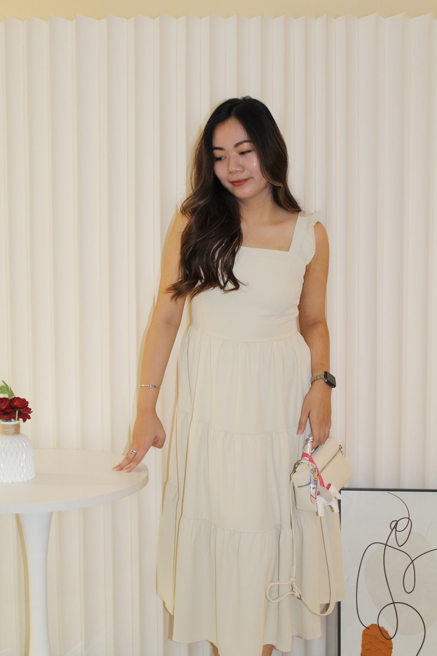 Willie Layered Midi Dress (Cream)