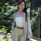Giselle Linen Cotton Bermuda Shorts (Cream）