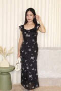 Danelle Printed Maxi Dress (Black)