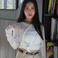 Onyx Semi-Sheer Long Sleeve Top (White)